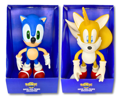 2 Bonecos Grandes 25cm - Sonic E Tails Collection Original