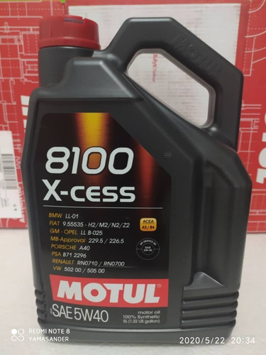 Aceite Motul 8100 5w40 Sintetico Garrafa
