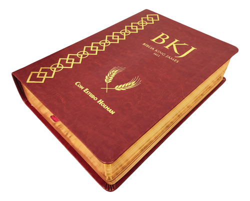 Biblia De Estudo King James Holman 1611 Com Caixa Capa Luxo Marrom Palavras De Jesus Em Vermelho