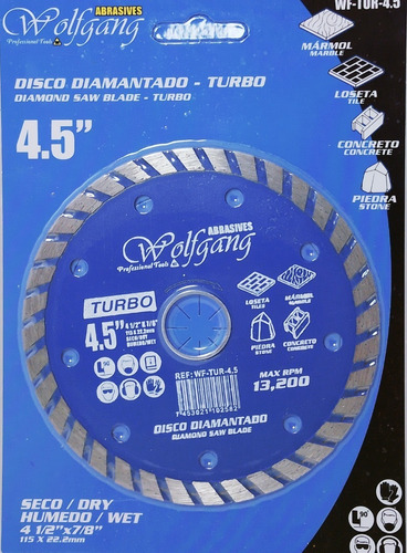 Disco De Corte Diamantado Turbo 4 1/2  Costruccion Pack 2 U
