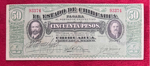 Billete 50 Pesos Chihuahua 1914