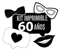 Comprar Imprimible Photo Props Cartelito 60 Años Cumpleaños Blanco Y Negro