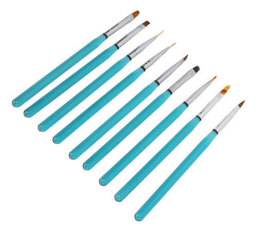 Para Nuevo Juego De 9 Brochas For Diseño De Uñas, Brochas De