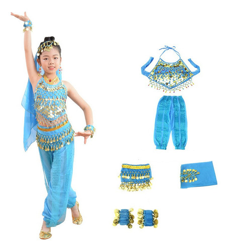 Trajes De Bellydance Árabe Pantalon + Top + Cadena Cintu [u]