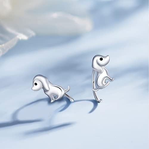 Pendientes De Perro Para Mujer, Pendientes De Tuerca De Plat