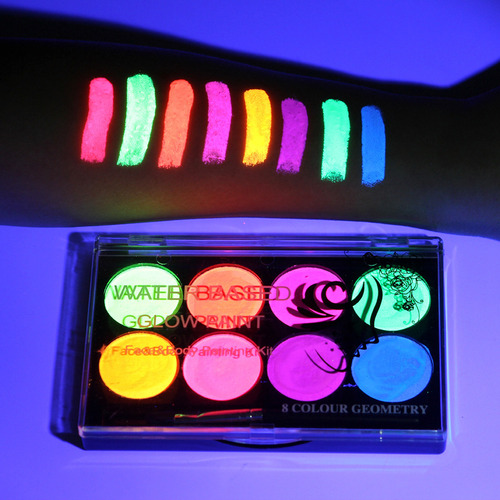 Kit De Pintura Facial Y Corporal De Neón De 8 Colores Brush&