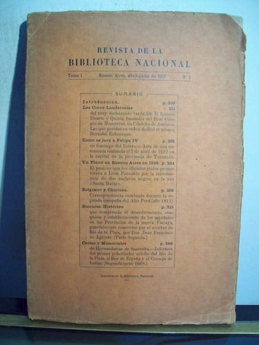 Adp Revista De La Biblioteca Nacional Tomo 1 N°2 / 1937