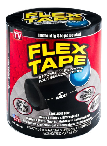 Cinta Flex Tape Original Repara Piscinas Bajo El Agua Negro