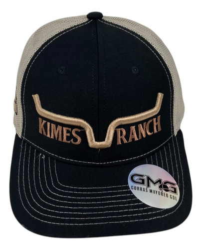 Gorra Vaquera Kimes Ranch Trucker Malla Negro/beige Gabardina Unitalla Ajustable