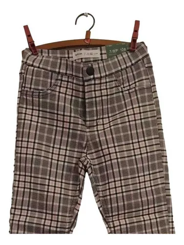 Pantalón Cuadros Negro Y Rosa, Lefties 7-8años