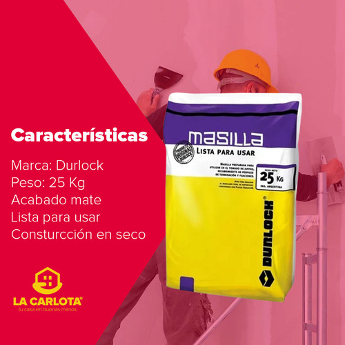 Masilla Placa De Yeso Durlock Multiuso 25 Kg Lista Para Uso