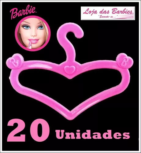 Kit 20 Cabides Coração Original Para Roupas Da Boneca Barbie