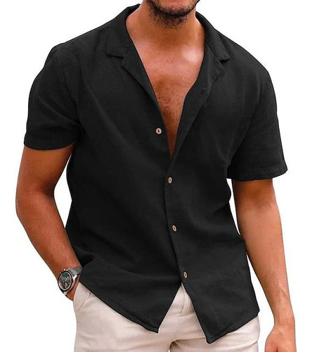 Camisa Lisa Para Hombre, A La Moda, Casual, Con Solapa Para