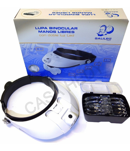 Lupa Vincha Galileo Italy Doble Luz Led 5 Lentes Pila 2xaaa