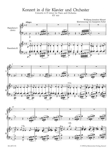 Concierto En Re Menor No.20, Kv 466 Para Piano Y Orquesta.