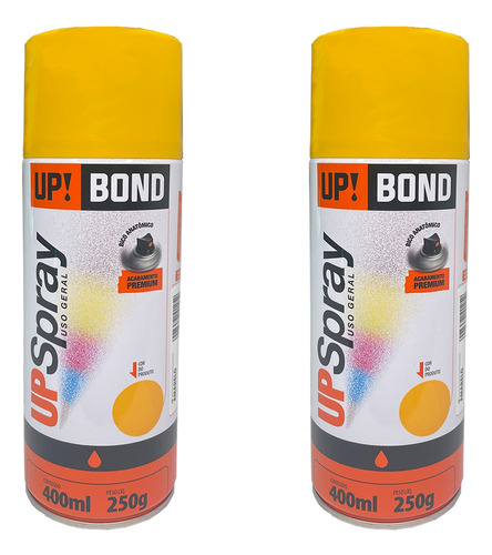 Kit 2 Tinta Spray 400ml Todas As Cores Para Uso Geral Cor Anarelo