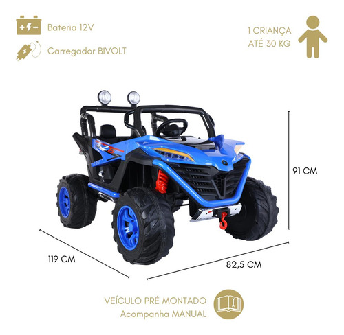 Quadriciclo Jipe Mini Carrinho P/ Criança 12v Tração 4 Rodas