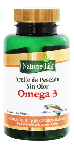 Aceite De Pescado Sin Olor Omega 3 C/60 Caps Nature's Life 