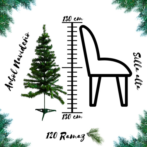Arbol De Navidad Pino Clásico 130 Cm Artificial 120 Ramas