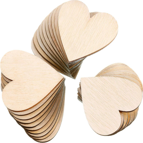 200 Piezas De 1 Pulgada De Madera Forma De Corazón, Re...