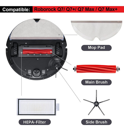 Kit De Acessórios De 16 Peças Para Roborock Q7/q7+/q7 Max/q7