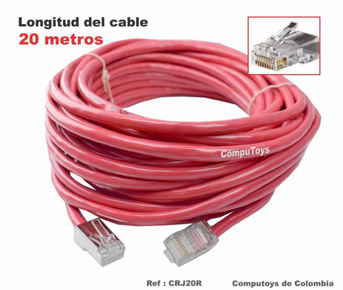 Imagen 1 de 6 de Cable De Red Rj-45 Cat 5 20 M Ref: Crj20r Computoys Sas