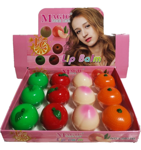 Bálsamos Labiales Forma Frutas Manzana Durazno Naranja 12pzs