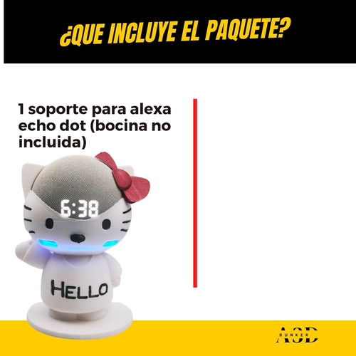 Base Hello Kity Para Alexa Echo Pop, Dot 4 Y 5 Soport Luxury Blanco