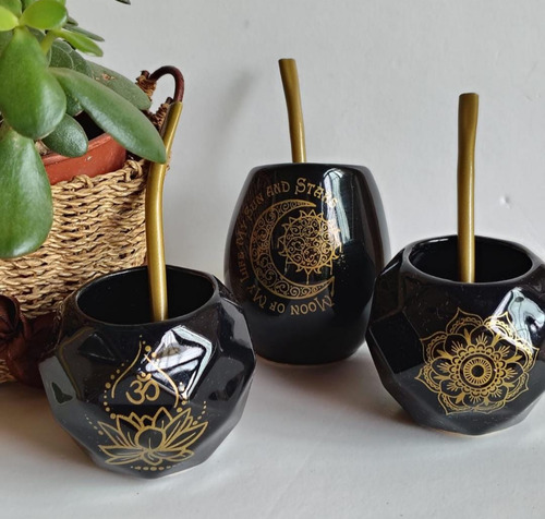 Mate Ceramica Con Bombilla Varios Diseños Rosa