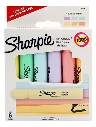 Resaltadores Sharpie X 6 Colores Pastel 2165088