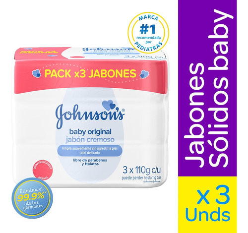 Jabon Johnsons Baby Original Cremoso X 110g X3und