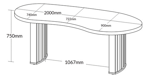 Mesa Para Escritório 200cm Tamburato Curves Charuto Preto