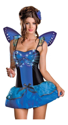 Sexy Disfraz De Mariposa Azul Dreamgirl Vestido Alas 6407