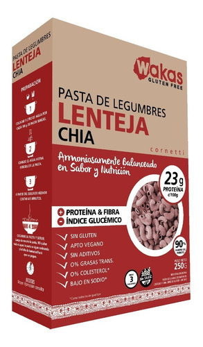 Pasta Fideos De Legumbres Lenteja Wakas Sin Gluten