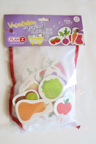 Imagen 5 de 10 de Juego Goma Eva Verduras Agua Didacticos Con Bolsa Red