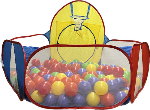 Pelotero Carpa Niños Autoarmable Aro De Basquet Con 100 Pelo