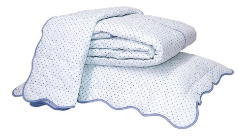 Jogo De Cama Solteiro Poazinho Azul C/ Elastico 220 Fios