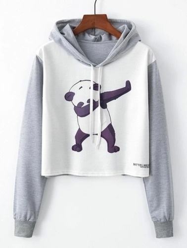 Sudadera Crop Para Dama Panda