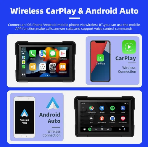 Pantalla Monitor Moto Con Carplay Android Mtc-13 Negro
