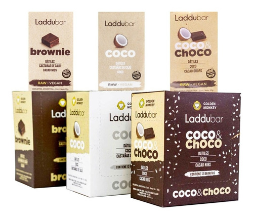 Imagen 1 de 2 de Barritas Veganas S/tacc Coco Chocolate Cacao X 12u Laddubar