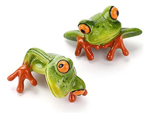 Juxyes Set Of 2 Resin Creative 3d Craft Frog Figurine Com