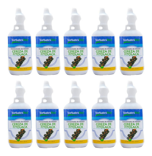 10 Extractos De Hierba Cereza De Fitolaca En Gotas 30 Ml C/u