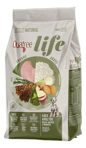 Quatree Premium EspeciallLife adultos raça média e grande sabor frango e arroz 15 kg 