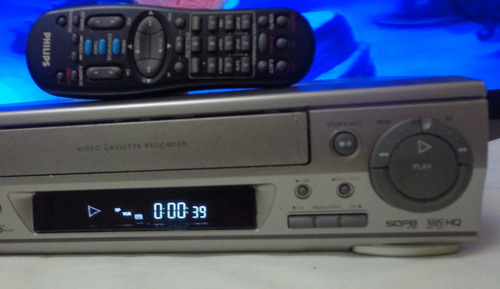 Video Cassete Philips Vr-599 + Controle- Usado - Funcionando Cinza (Usado)