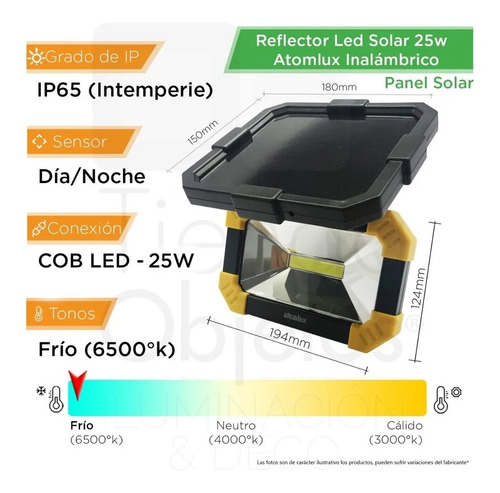 Reflector Solar Led 25w Luz Noche Permanente Exterior Ip65