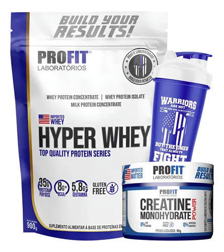 Kit Suplementos Hyper Whey Protein + Creatina Power Profit Cookies And Cream 900g | Creatina 90g