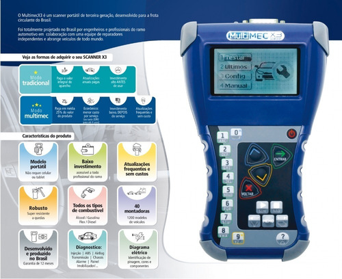 Scanner Multimec X3 Álcool Gasolina Diesel Leve 12x S/ Juros