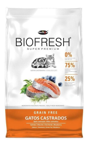 Imagen 1 de 3 de Alimento Biofresh Super Premium Castrados para gato sabor carne, frutas y vegetales en bolsa de 7.5kg