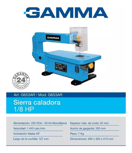 Sierra Caladora De Banco Gamma Ingletadora 1/8 Hp G653ar