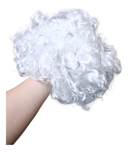 Peruca Branca Cacheada Cabelo Curto Papai Noel Tamanho Único Cor Branco